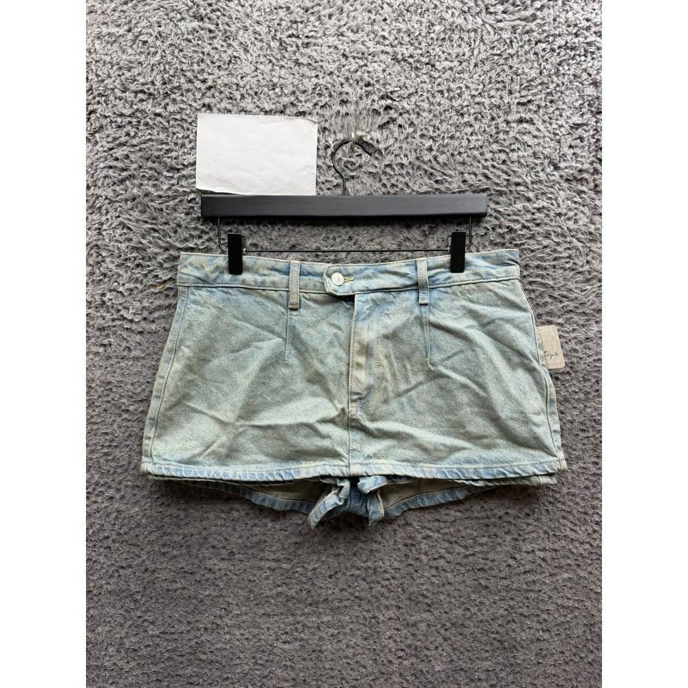 Free People We The Free Galivanting Peekaboo Mini Denim Skort Coco Blue Size 28
